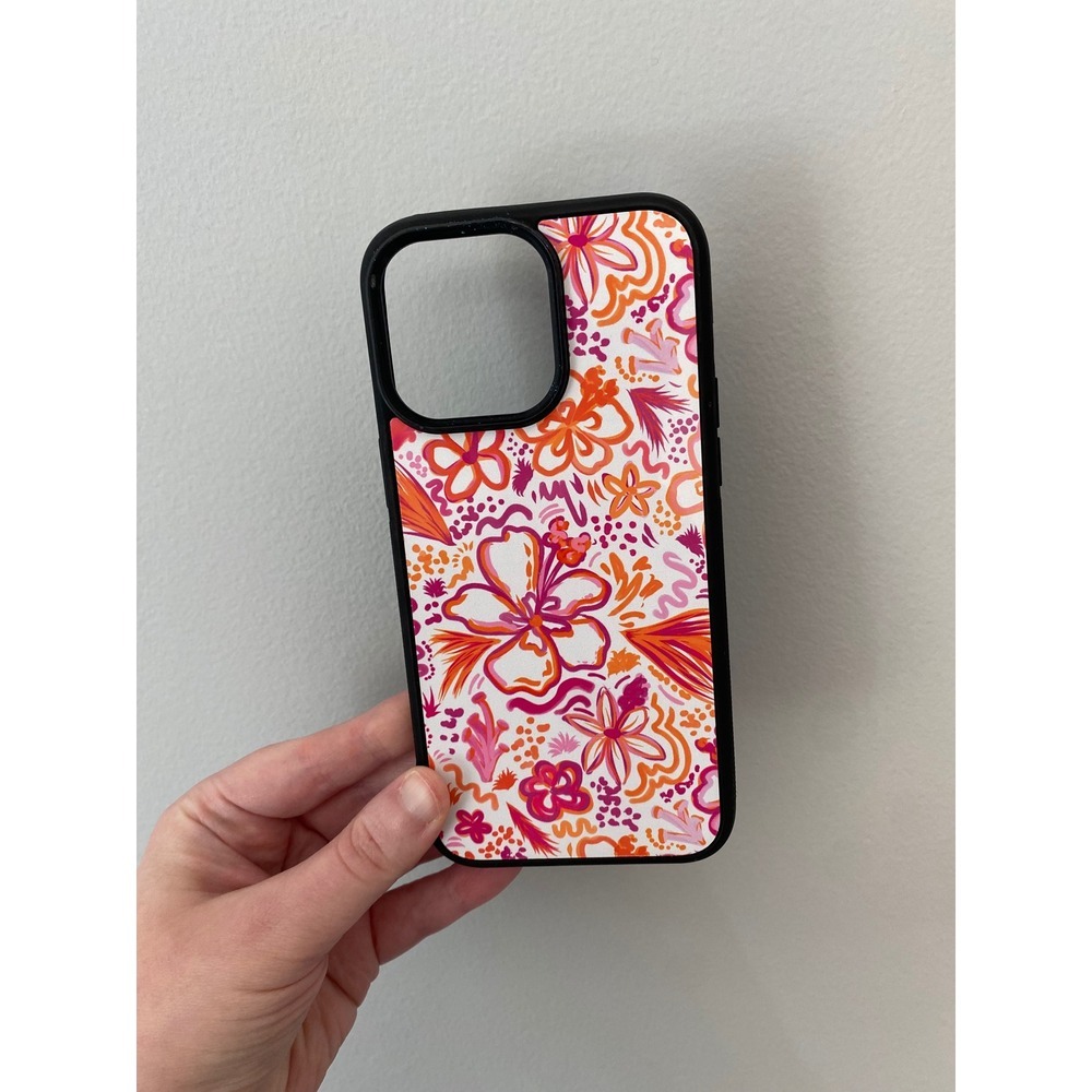 Unbranded Phone Case Unisex iPhone 15 Pro Max Pink‎ Orange Floral Hibiscus Art
